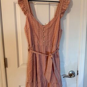 Pink Ruffled Sleeveless Dress